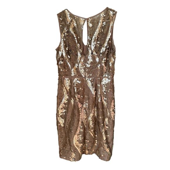 Adrianna Papell Sequin & Lace Mini sleeveless sexy dress in taupe size 8 - Picture 7 of 14